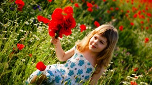 child_flowers_field_girl_walk_54506_1920x1080